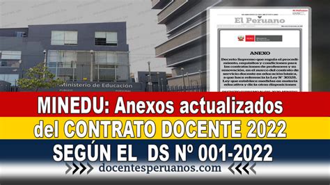 Minedu Anexos Actualizados Del Contrato Docente 2022 SegÚn El Ds Nº