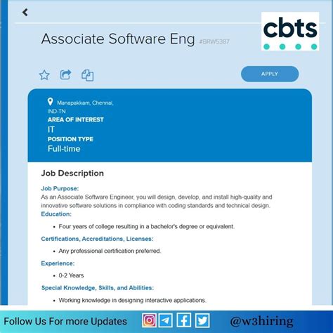 CBTS Off Campus Drive 2024 Hiring Associate Software Engineer Bachelor