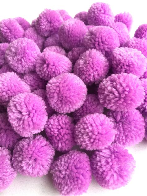 Lilac Yarn Pom Poms 1 Inch Decorative Ball Jewelry Making Etsy Uk