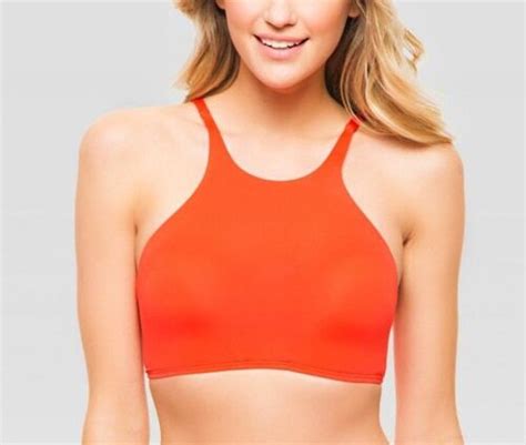 Sunn Lab Pumpkin High Neck Strappy Back Bikini Top Swimwear Womens Xs