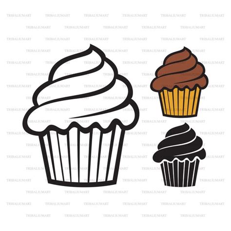 Cupcake Cut Files For Cricut Clip Art Silhouettes Eps Svg Etsy