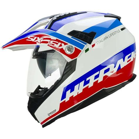 Casco Moto Integrale Off Road Cgm S Twin Hitrack Bianco Blu Rosso