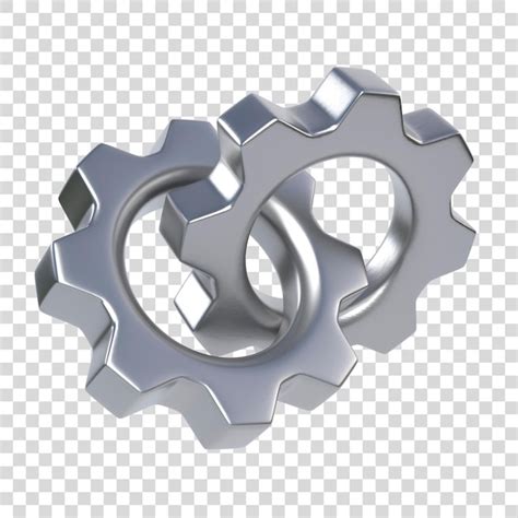 Premium Psd Two Steel Gears Isolated On White Background D Render