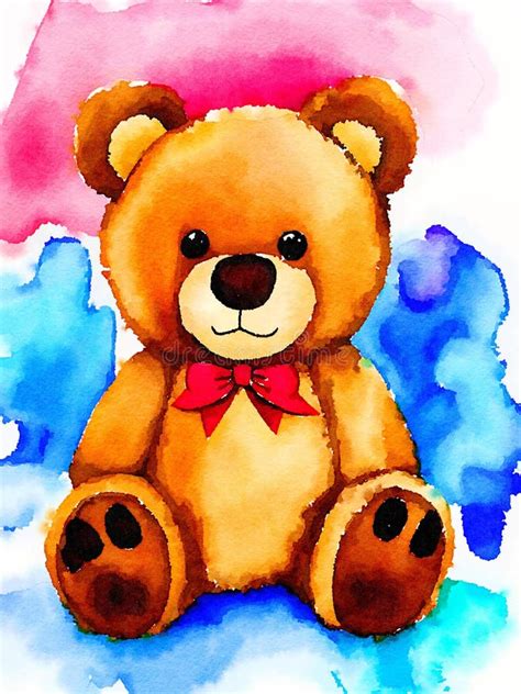 Blue Cute Teddy Bear Watercolor Stock Illustrations Blue Cute