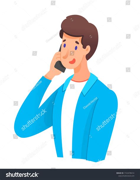 Man Talking Phone Smiling Guy Calling Stock Vector Royalty Free