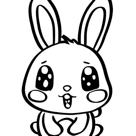 Bunny Kawaii Chibi Kleurplaat Zwart En Wit Creative Fabrica