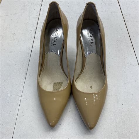 Michael Michael Kors Mk Flex Mid Pump Heels Nude Patent Leather Size M