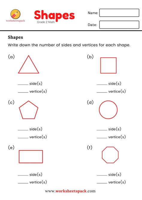 SIDES AND VERTICES WORKSHEET (GRADE 2 MATH) - Printable and Online ...