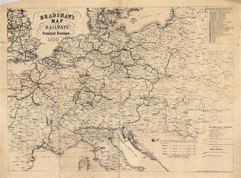 Bradshaws Map of the Railways, in Central Europe. 1850' - Art Source ...