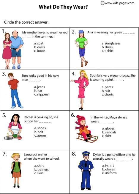 Clothing Worksheets Pdf