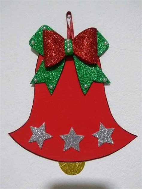 Christmas Bell Ornament With Red And Green Stars