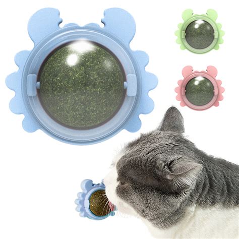 Ptlom Catnip Wall Ball Detachable Silvervine Catnip Lollipop Edible