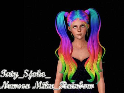 Newsea S Miku Rainbow Hairstyle Retextured By Taty Sims Hairs