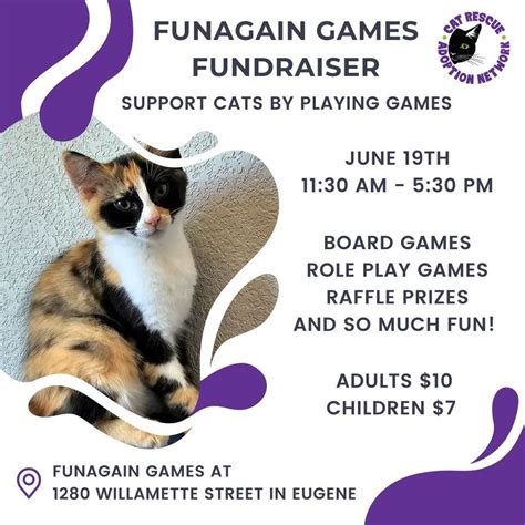 Cat Rescue and Adoption NetworkFundraiser at Funagain Games - Cat ...