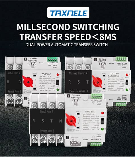 Taxnele Din Rail P P Ats Dual Power Automatic Transfer Switch A