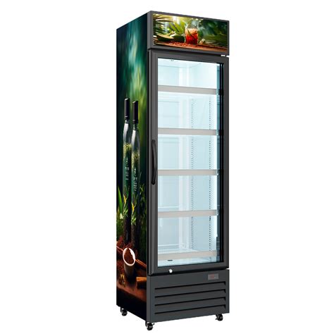 Upright Display Chiller Standing Cooler Single Door Refrigerator Glass