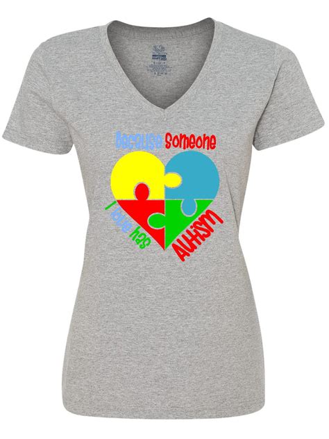 Inktastic Because Someone I Love Has Autism Puzzle Women S V Neck T