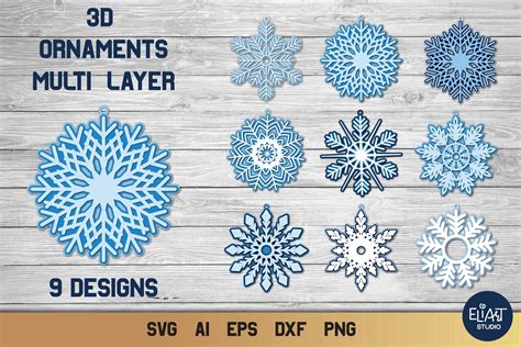 3d Snowflake Mandala Svg 145 File Svg Png Dxf Eps Free