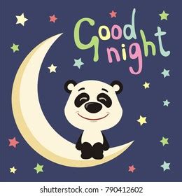 Good Night Funny Panda Bear Cartoon Stock Vector Royalty Free