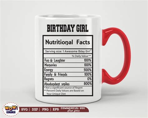 Birthday Girl Nutrition Facts Svg Nutritional Facts Birthday Etsy