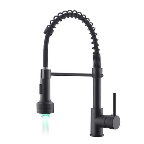 Fapully Single Handle Pull Down Sprayer Kitchen Faucet With 360° Rotation And Led Lights In