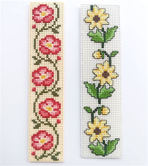 Plant Cross Stitch Bookmarks Flowers and Leaves Unique Gifts - Etsy