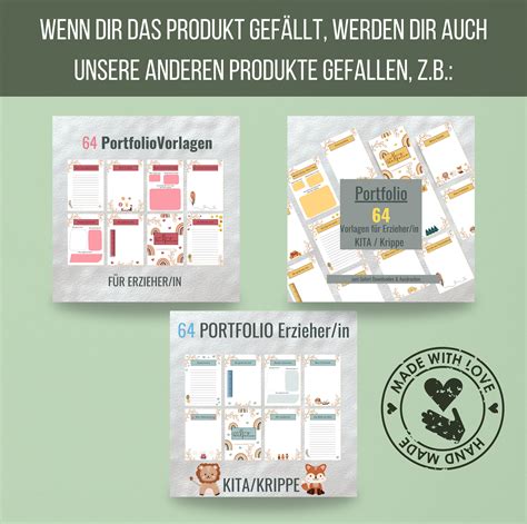 Portfolio Vorlagen mit 64 Seiten Kita für ErzieherInnen Portfolio