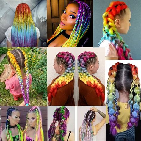 Ombre Rainbow Braiding Hair Extensions 24 Inch 3 Pack Synthetic Jumbo Braiding Hair For Women