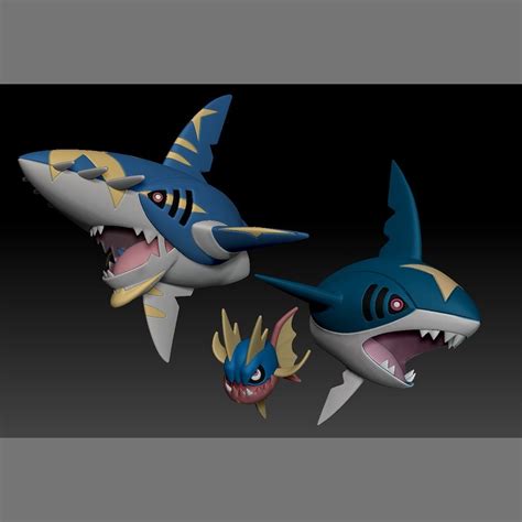 STL file Pokemon Carvanha Sharpedo mega Evolution・3D printing design to ...