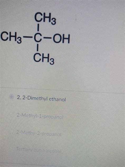 Solved CH CH3 C OH CH3 2 2 Dimethyl Ethanol Chegg