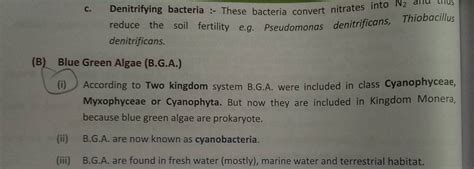 c. Denitrifying bacteria :- These bacteria convert nitrates into reduce t..