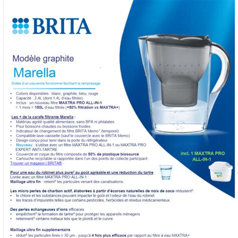 Marella Carafe Filtrante L Cartouche Maxtra Pro All In Brita