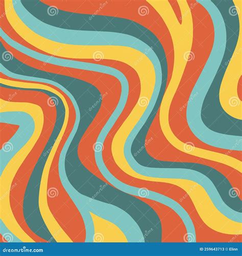 70s Groovy Retro Swirls Vector Design Background Stock Vector