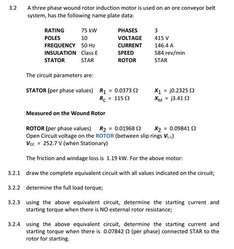 Solved 3 2 A Three Phase Wound Rotor Induction Motor Is Used Chegg