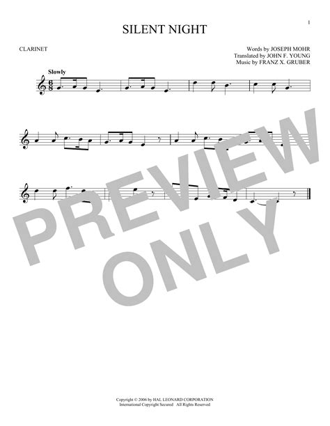 Franz X Gruber Silent Night Sheet Music Arranged For Flute Duet And