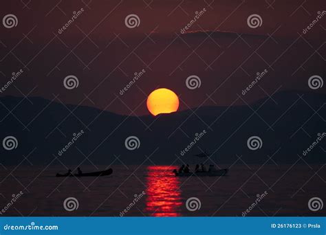 Sunset at Lake Ohrid stock image. Image of sunset, nature - 26176123