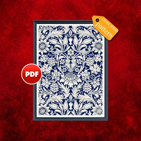 PDF Tulipes Cross Stitch Pattern William Morris Tapestry Pattern