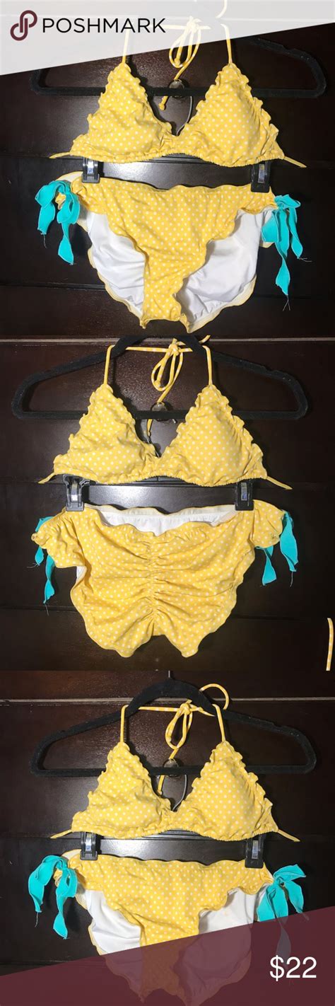 Yellow Polkadot Bikini Bikinis Teal Tie Polka Dots