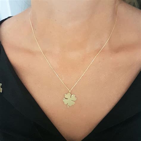 Reserved 14k Gold Four Leaf Clover Necklace Pendant Preferential