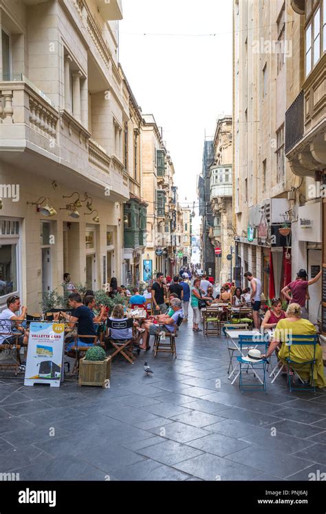 Outdoor food restaurants in Valletta, Malta Stock Photo - Alamy