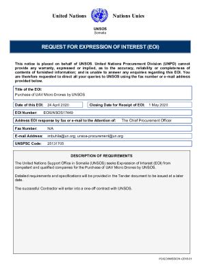 Fillable Online Request For Expression Of Interest Eoi For Provision