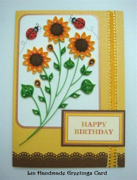 Lin Handmade Greetings Card Quilled Sunflower Birthday Card Greeting