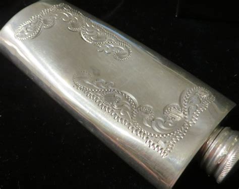 Antique Flask Pewter Made In England Hoffritz Ounce Flask