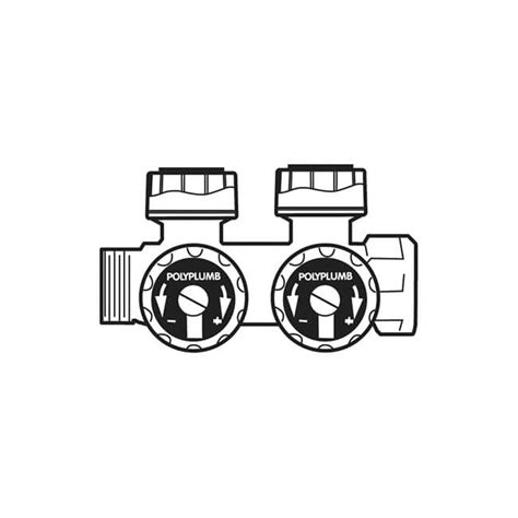 Manifold Single Sided BSP M X F Valved 2 Port 22019 PolyPlumb