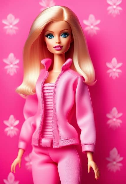 Premium Ai Image Barbie Doll Portrait On A Pink Background Illustration