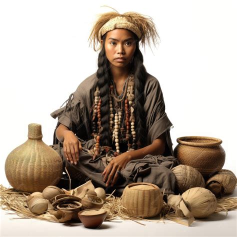 Premium Ai Image Traditional Nauruan Woman With Woven Items