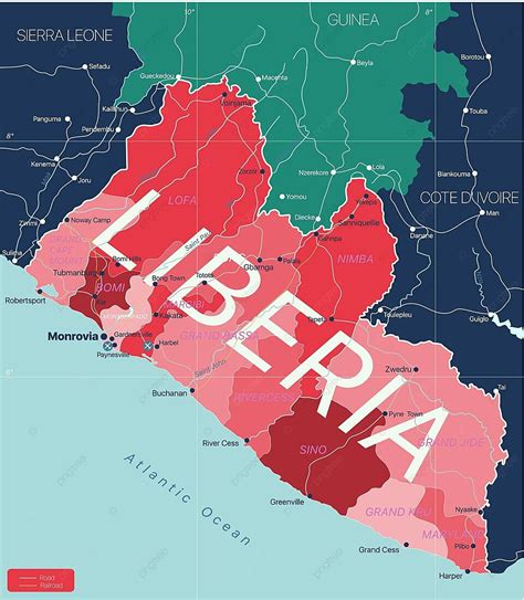 Liberia Country Detailed Editable Map Border Commonwealth Capital Photo