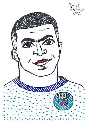 Kylian Mbappe By Pascal Kirchmair | Famous People Cartoon | TOONPOOL