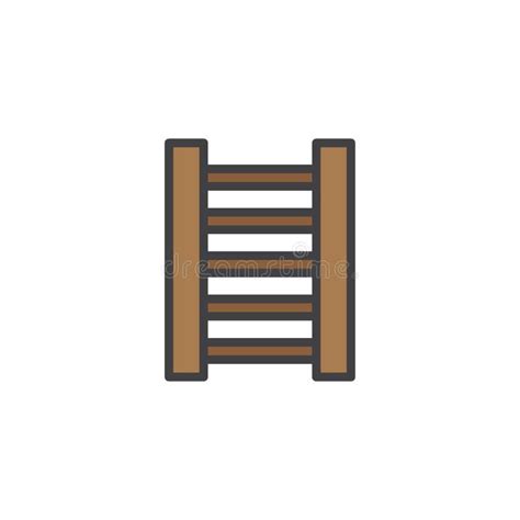 Icono Plano De La Escalera De Mano De La Construcción Ilustración del