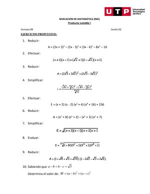 S10 s2 Ejercicios de división algebráica NIVELACIN DE MATEMTICA